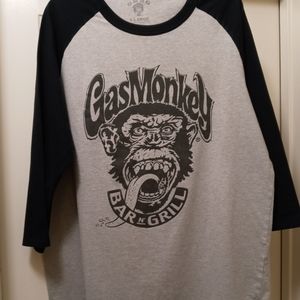Gas Monkey Bar & Grill XL Graphic Tee (Jersey style 1/2 Sleeve on Gray & Black)